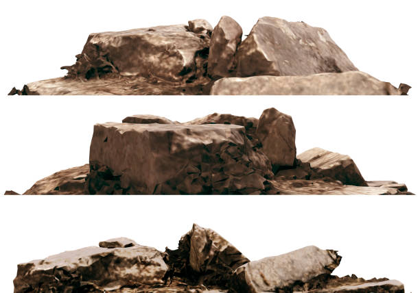 istock Heaps of rubble and debris isolated on white 3d illustration 1017006132