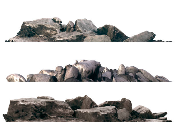 3D illustration heaps of rubble and debris isolated on white.