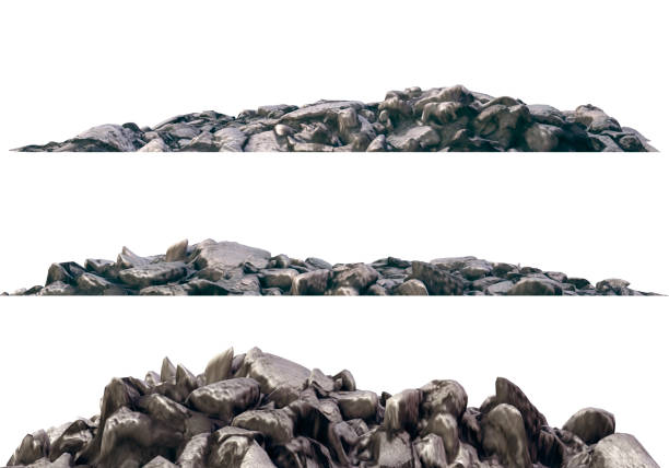 istock Heaps of rubble and debris isolated on white 3d illustration 1017008232
