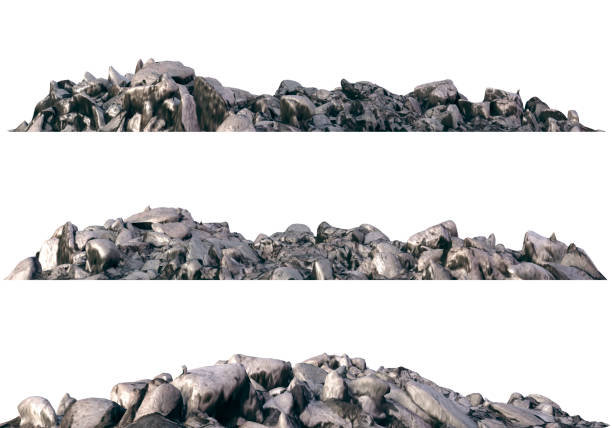 istock Heaps of rubble and debris isolated on white 3d illustration 1017008246