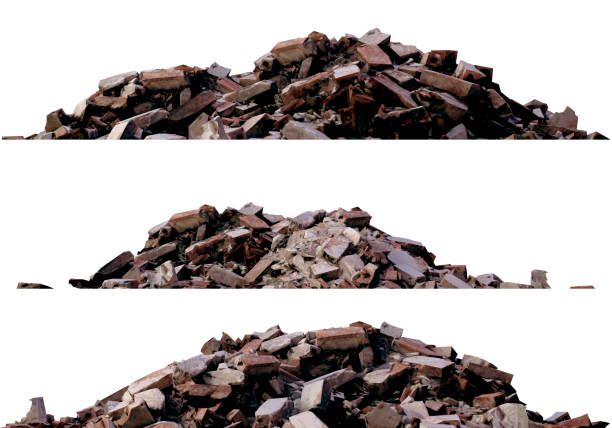 istock Heaps of rubble and debris isolated on white 3d illustration 1017008260