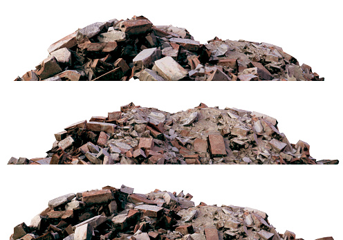 Montones de escombros y desechos aislados en blanco ilustración 3d photo