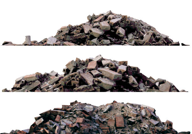 istock Heaps of rubble and debris isolated on white 3d illustration 1017008278