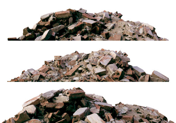 istock Heaps of rubble and debris isolated on white 3d illustration 1017008310