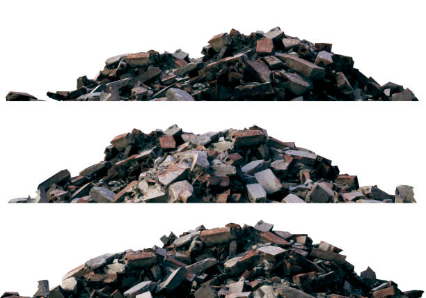 istock Heaps of rubble and debris isolated on white 3d illustration 1017008334