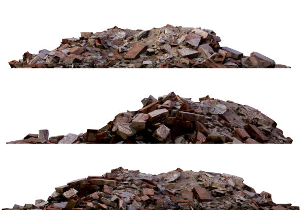 istock Heaps of rubble and debris isolated on white 3d illustration 1017008368