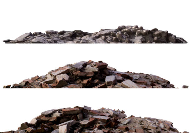 istock Heaps of rubble and debris isolated on white 3d illustration 1017008388