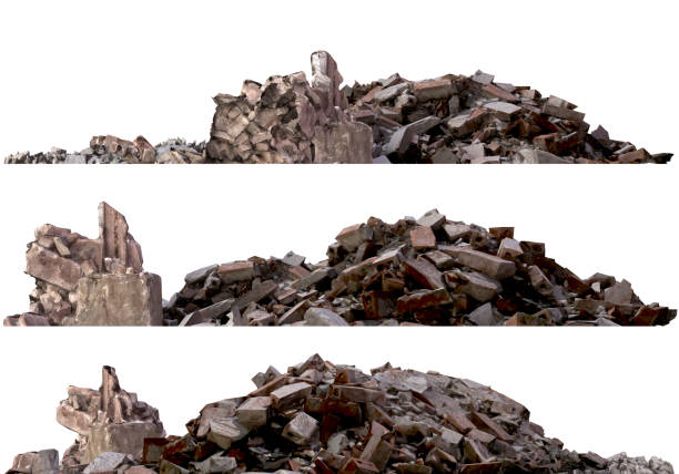 istock Heaps of rubble and debris isolated on white 3d illustration 1017008530
