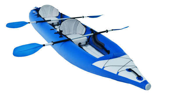 istock Empty blue inflatable kayak for two paddlers (isolated) 1017008542