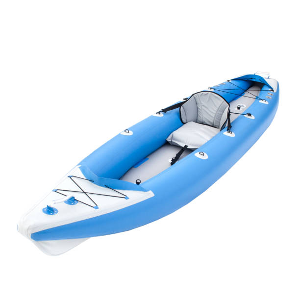 istock Empty blue inflatable kayak for one paddler (isolated)  from Ukrainian manufacturer 1017008802
