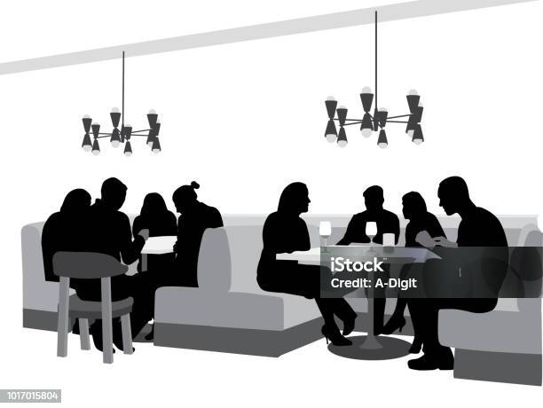 Restaurant Groups Of Friends Stock Illustration - Download Image Now - Restaurant, Booth, Clip Art