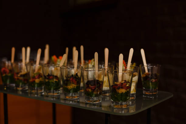 istock shrimp salad Finger Food on buffet line 1017021150