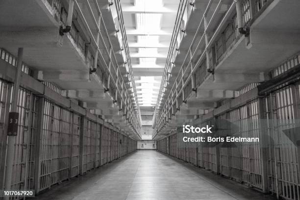 Inside The Prison Alcatraz Stock Photo - Download Image Now - Prison, Corridor, Security Bar