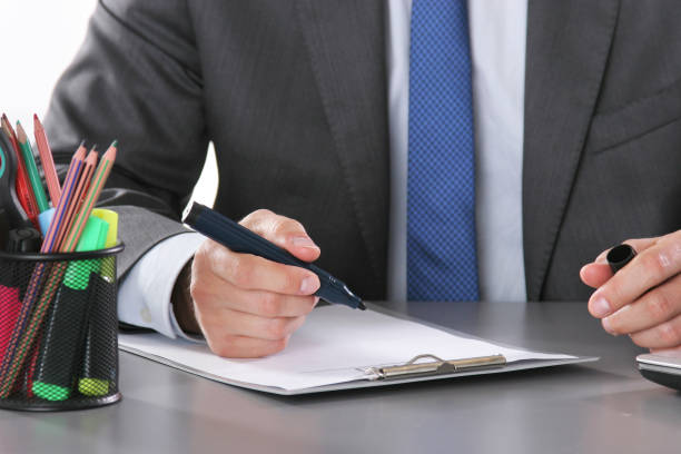 istock Office desk,Working on a Wooden Table 1017077416