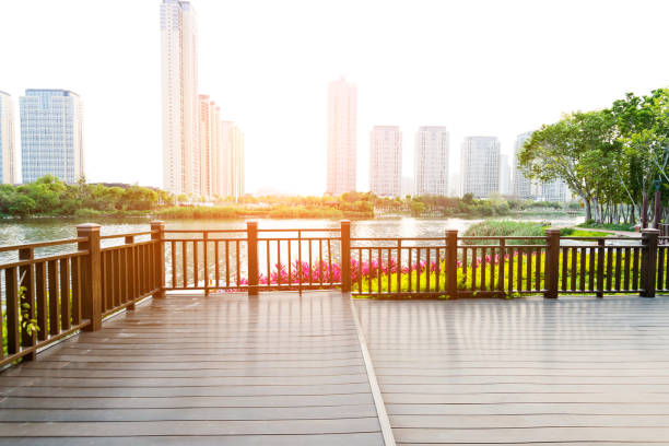 istock Landscape in public park with lake 1017079610