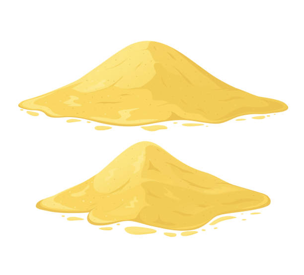 白い背景の上の砂のヒープ。砂の山のセットです。 - yellow horizontal color image white background点のイラスト素材／クリップアート素材／マンガ素材／アイコン素材
