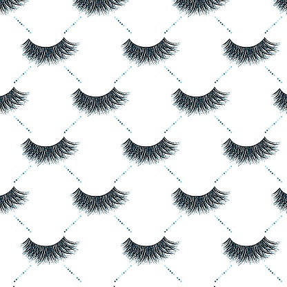 Lashes Vector Pattern With Blue Glitter Effect Stock Illustration ...
