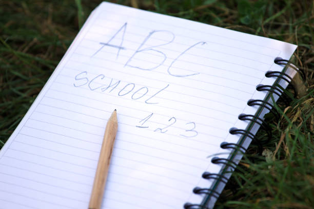 istock back to school concept. Notebook and pencil. 123 and ABC 1017133080