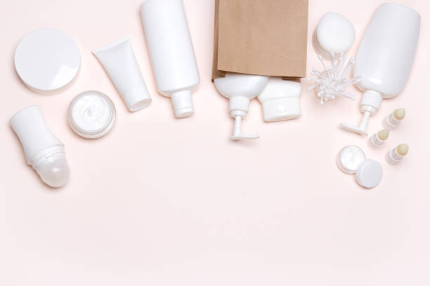 istock Cosmetic products with paper bag, free space for text 1017133266