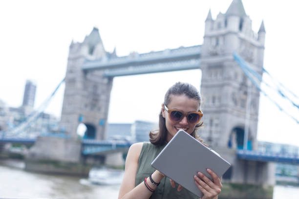 istock Happy young woman taking selfie on Tower bridge 1017144244