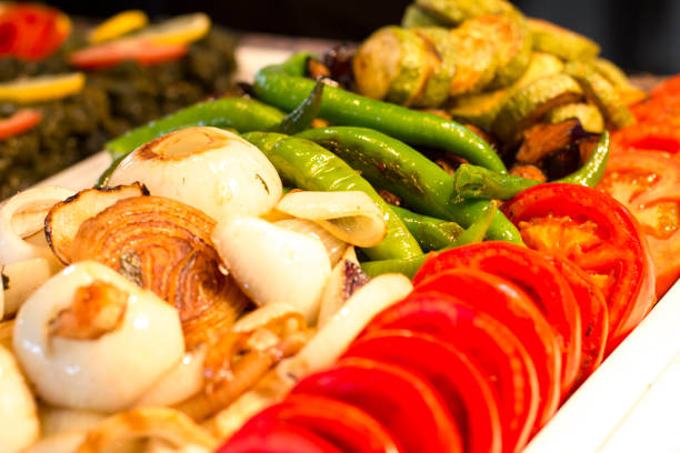 istock Grilled vegetables- onions, green hot pepper, zucchini, tomatoes 1017150298