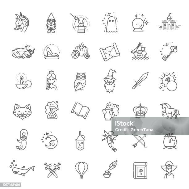 Simple Set Of Fantasy Related Vector Line Icon Stock Illustration - Download Image Now - Icon Symbol, Fairy Tale, Fantasy