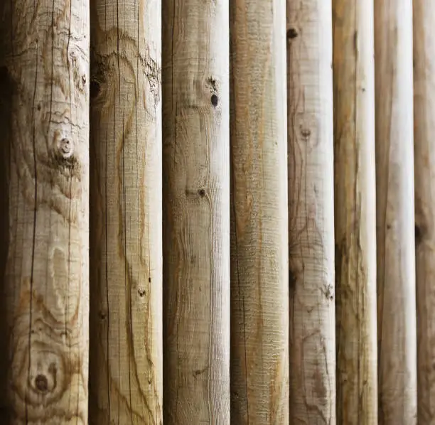 wooden fence fromlogs textured