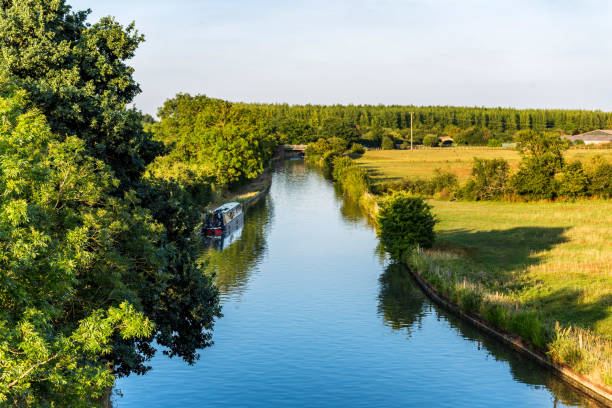 노 샘 프 턴 근처 강 일몰 보기 영국 농촌 풍경 장면 - northamptonshire 뉴스 사진 이미지