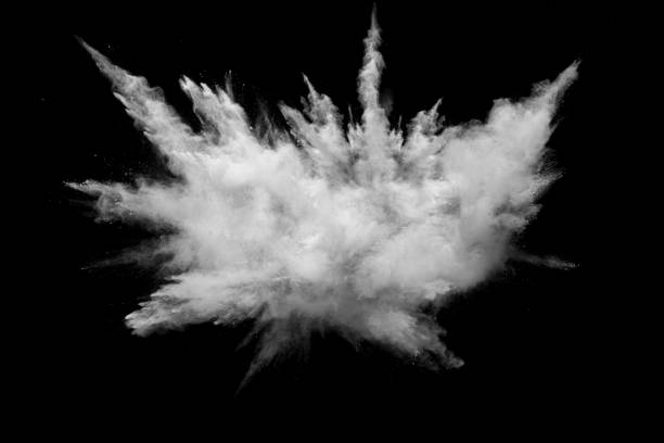 istock Bizarre forms of white powder explosion cloud against black background. 1017212602