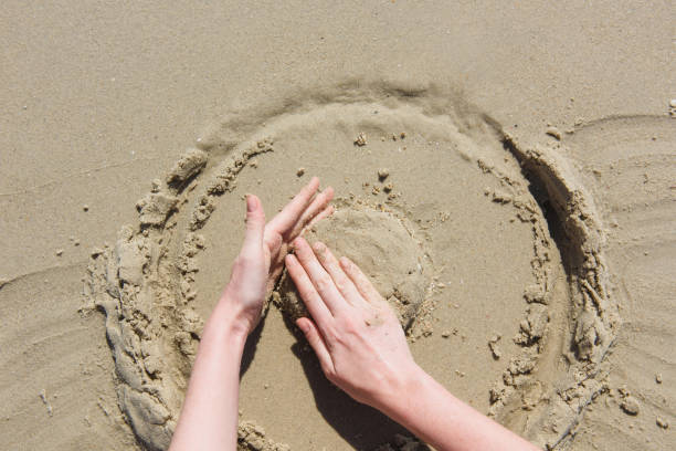 istock women's hands do a sand castle on the beach 1017216880