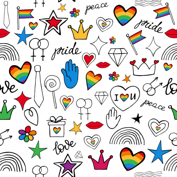 ilustrações de stock, clip art, desenhos animados e ícones de pride seamless pattern background - gay pride spectrum backgrounds textile