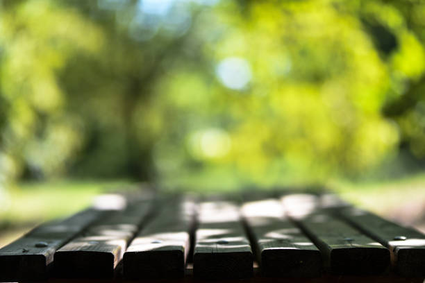 Wooden table on the garden