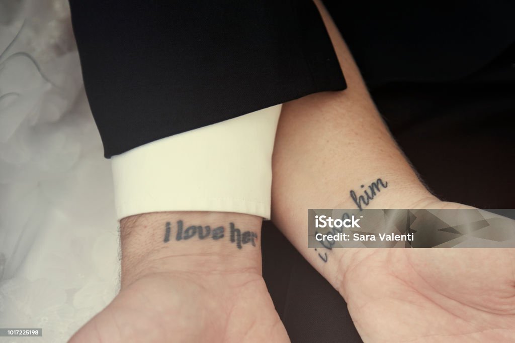 Matching Wedding Day Love Tattoos Stock Photo - Download Image Now - Tattoo,  Love - Emotion, Women - iStock
