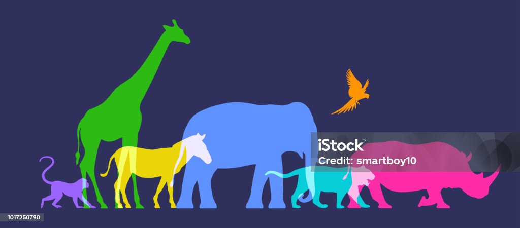 Group Of Wild Animals Stock Illustration - Download Image Now - Animal,  Elephant, Illustration - iStock