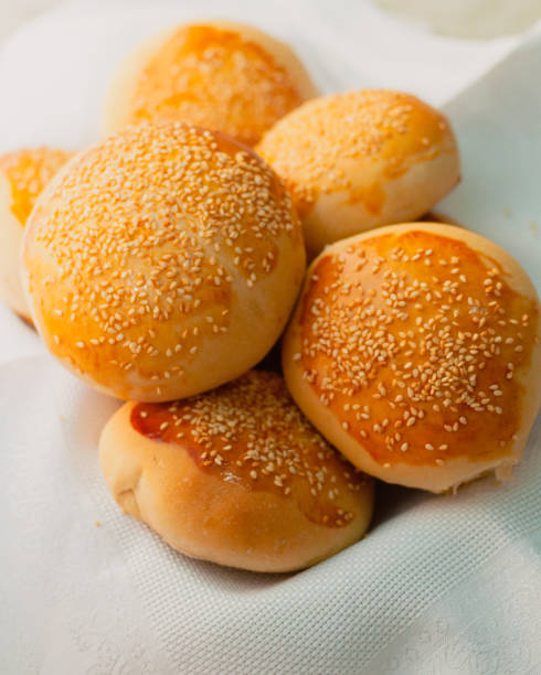 Hamburger breads, over top sesame