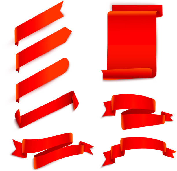 istock Set of red ribbons isolated on white. 1017270298