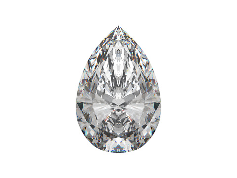 Large pear cut diamond isolated on white. 3d rendering. 3d illustration