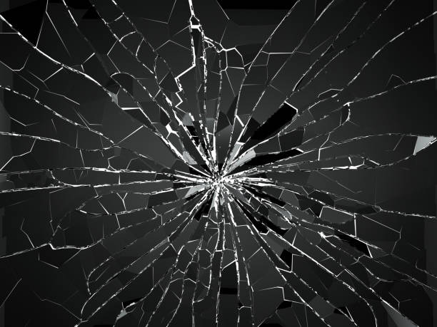 istock Pieces of destructed Shattered glass on black. 3d rendering 3d illustration 1017270490