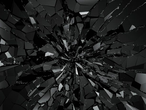 istock Pieces of destructed Shattered glass on black. 3d rendering 3d illustration 1017270682