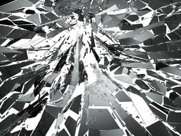 istock Pieces of destructed Shattered glass on white. 3d rendering 3d illustration 1017270760