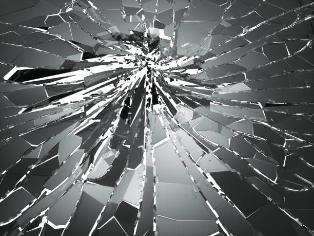 istock Pieces of destructed Shattered glass on white. 3d rendering 3d illustration 1017270804
