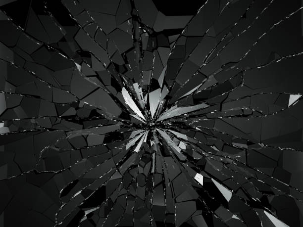 istock Pieces of destructed Shattered glass on black. 3d rendering 3d illustration 1017270834