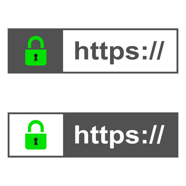 https-konzept mit vorhängeschloss - e commerce https ssl internet stock-grafiken, -clipart, -cartoons und -symbole