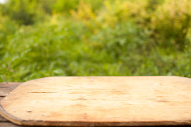 istock Autumn garden background, wooden table for product placement, selective focus 1017287594