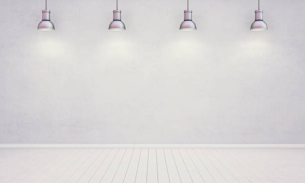 istock Room with plastered wall and lamps 1017291204