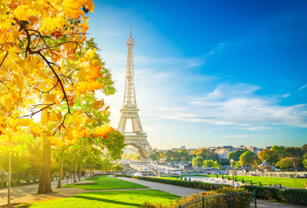istock eiffel tour and from Trocadero, Paris 1017297224