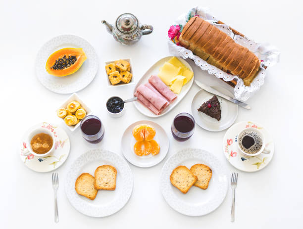 nordöstlichen frühstück, pernambuco, brasilien - butter bread breakfast table stock-fotos und bilder