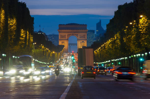 istock sunset scene in Paris city. Long exposure photo 1017306190