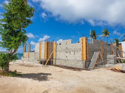 New cinder block house construction going up in US Virgin Islands