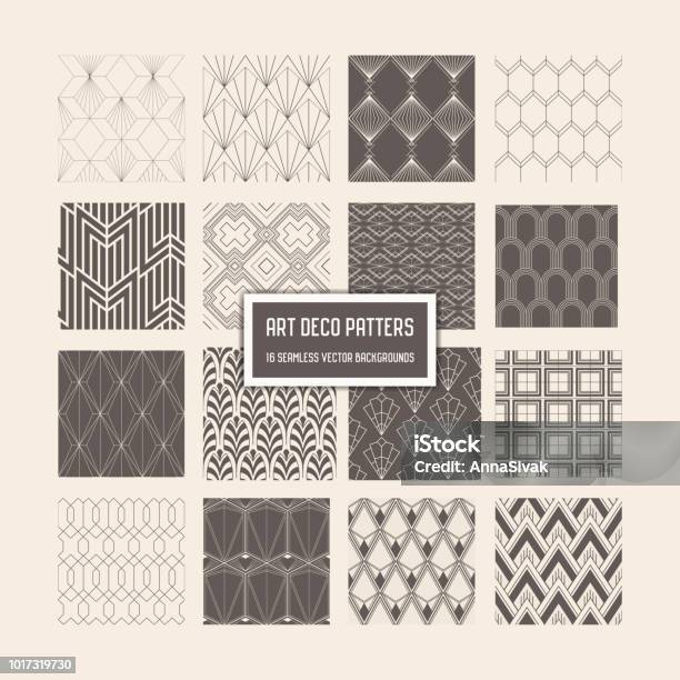 Art Déco Transparente Motifs 16 Arrièreplans Géométrique Pour La Conception Couverture Textile Décoration En Vecteur Vecteurs libres de droits et plus d'images vectorielles de Motif